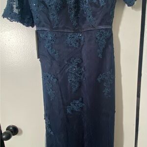 JJs House Navy Lace Appliqué Maxi Dress